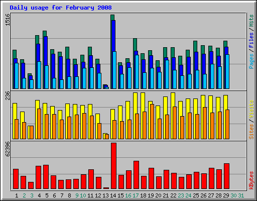 Daily usage for February 2008
