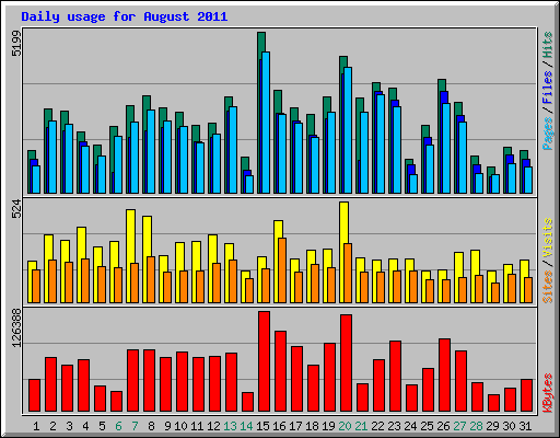 Daily usage for August 2011