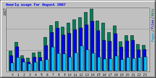 Hourly usage for August 2007