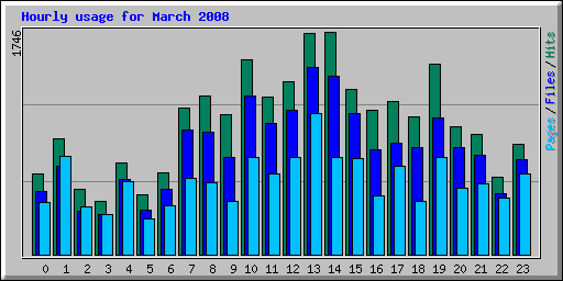 Hourly usage for March 2008