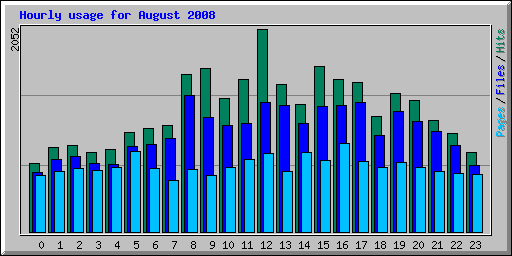 Hourly usage for August 2008
