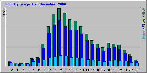 Hourly usage for December 2009