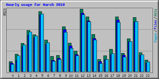 Hourly usage for March 2010